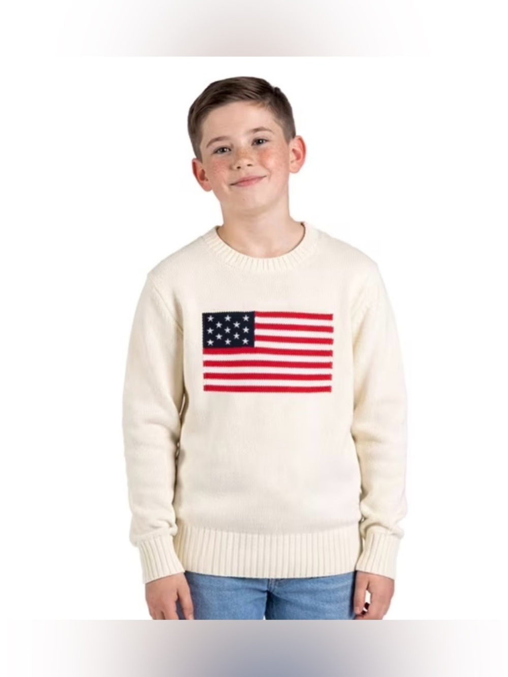 State of Mine|Kids American Flag Knit Sweater,fisherman style•••NWT,Americano - Picture 2 of 15